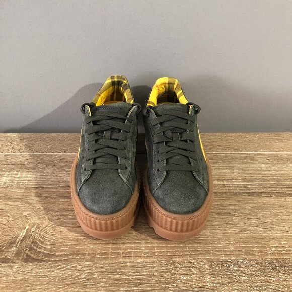 NWOB Puma x Rihanna Fenty Womens 7.5 Green Suede Leather Cleated Creeper Lace-Up - Picture 5 of 11